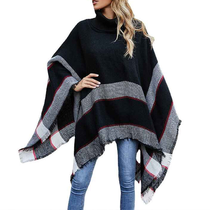    Black-Womens-Shawl-Wraps-Poncho-Sweater-Open-Front-Cape-Cardigan-for-Fall-Winter-Holiday-K307