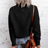 Black-Womens-Sweaters-Casual-Solid-Color-Blocking-Loose-Pullover-High-Neck-Zipper-Sweater-Fall-K184-Back