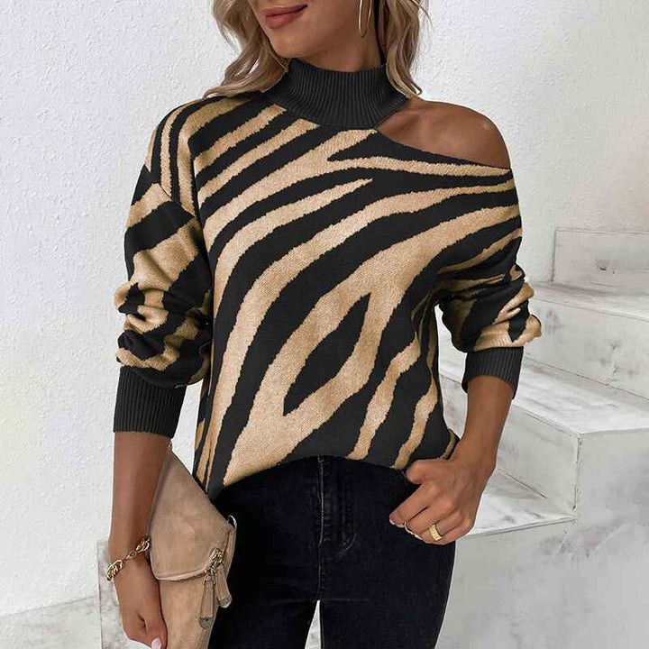 Black-Womens-Sweaters-Cold-Shoulder-Long-Sleeve-Sweater-Zebra-Striped-Print-Color-Block-Knit-Sweater-Pullover-Tops-K267