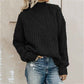     Black-Womens-Turtle-Cowl-Neck-Solid-Color-Soft-Comfy-Cable-Knit-Pullover-Sweaters-K028