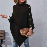    Black-Womens-Versatile-Knitted-Scarf-Poncho-Sweater-with-Buttons-Light-Weight-Spring-Summer-Fall-Shawl-Poncho-Cape-Cardigan-K372
