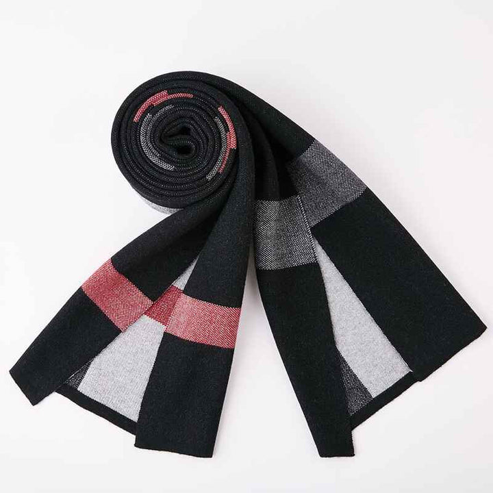    Black-Wool-Scarf-Cashmere-Feel-Winter-Checked-Scarves-for-Women-and-men-Large-Soft-Thick-Shawls-D008-Front