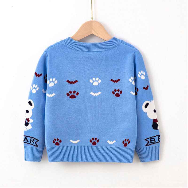     Blue-Infant-Baby-Boys-Cardigan-Crochet-Sweater-V-Neck-Toddler-Knit-Button-up-Knitted-Pattern-Pullover-Sweatshirt-V008-Back