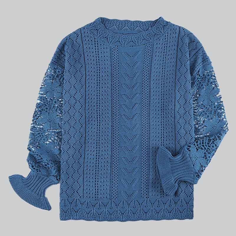 Blue-Long-Sleeve-Hollow-Out-Sweater-Casual-Cute-Crochet-Lace-Pointelle-Knit-Pullover-Crew-Neck-Loose-Blouses-for-Women-K126