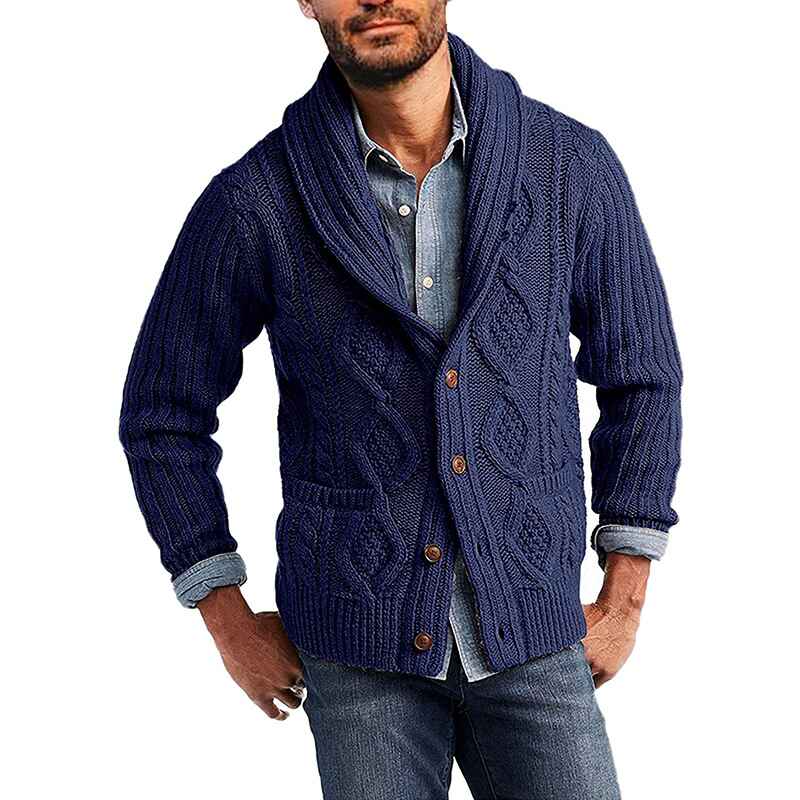 Blue-Mens-Cable-Knit-Cardigan-Sweater-Shawl-Collar-Loose-Fit-Long-Sleeve-Casual-Cardigans-G053
