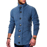    Blue-Mens-Fashion-Casual-Slim-Fit-Button-Down-Cable-Knitted-Stand-Collar-Cardigan-Sweater-G028