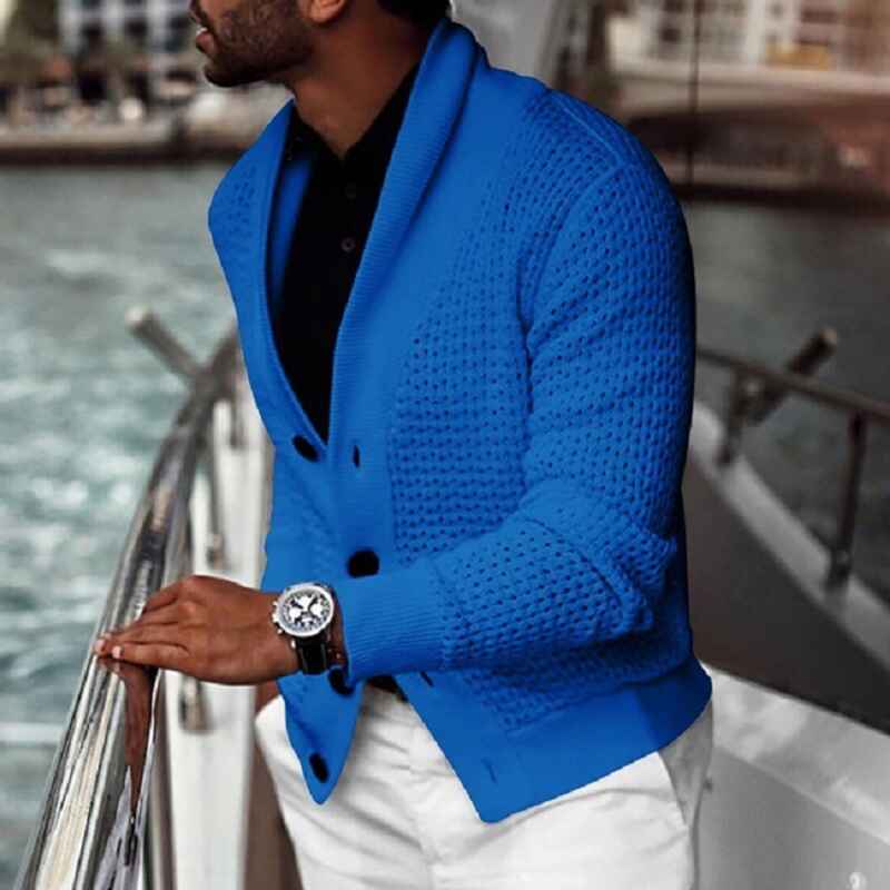 Blue-Mens-Slim-Fit-Cable-Knit-Sweaters-Cardigans-Button-Long-Sleeve-Lapel-Coat-G008