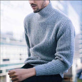     Blue-Mens-Slim-Fit-Turtleneck-Sweater-Casual-Pullover-Sweater-Lightweight-Ribbed-Sweater-G019