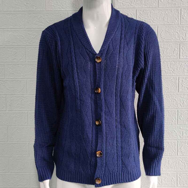 Blue-Mens-Supersoft-Shawl-Collar-Cable-Knit-Cardigan-Sweater-G040