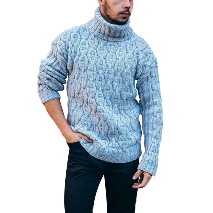 Blue-Mens-Thermal-Turtleneck-Sweater-Long-Sleeve-Cable-Knit-Casual-Chunky-Pullover-Jumper-G042