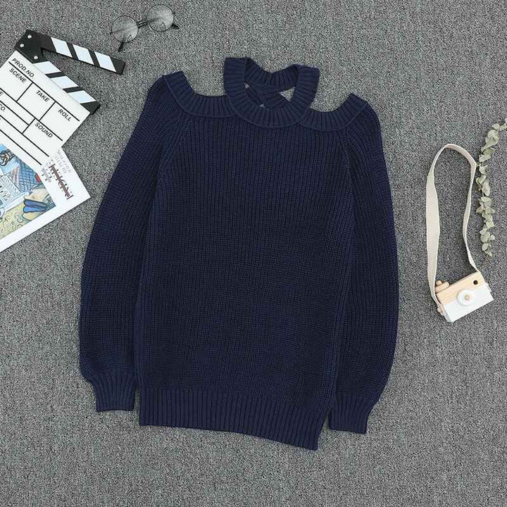    Blue-Women-Criss-Cross-V-Back-Sweaters-Fall-Trendy-Long-Sleeve-Crewneck-Knitted-Pullover-Jumper-Top-K203