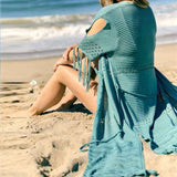 Blue-Women-Sexy-Lace-Crochet-Open-Front-Swimsuit-Beach-Long-Kimono-Cover-Ups-Back