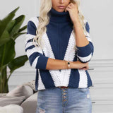 Blue-Womens-Chunky-Knit-Sweater-Oversize-Loose-Long-Sleeve-Turtleneck-Pullover-Jumper-K192-Front