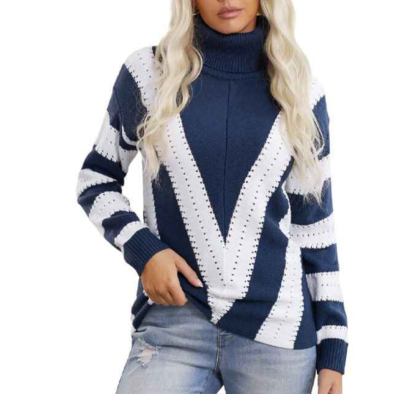    Blue-Womens-Chunky-Knit-Sweater-Oversize-Loose-Long-Sleeve-Turtleneck-Pullover-Jumper-K192