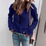 Blue-Womens-Everyday-Soft-Blend-Thermal-Long-Sleeve-V-Neck-Sweater-k019