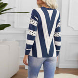 Blue-Womens-Long-Sleeve-Color-Block-Sweater-Casual-Crewneck-Pullover-Fall-Winter-Knit-Jumper-Tops-K167-Back