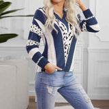 Blue-Womens-Long-Sleeve-Color-Block-Sweater-Casual-Crewneck-Pullover-Fall-Winter-Knit-Jumper-Tops-K167-Front
