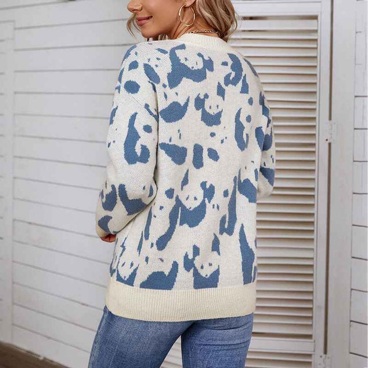 Blue-Womens-Long-Sleeve-Letter-Graphic-Drop-Shoulder-Pullover-Sweatshirt-Top-K246-Back
