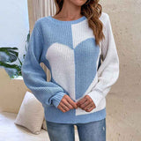 Blue-Womens-Pullover-Sweaters-Long-Sleeve-Crewneck-Cute-Heart-Knitted-Sweater-K489-Front-2