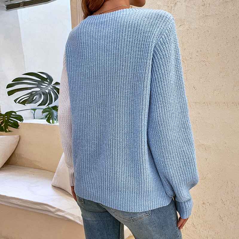 Blue-Womens-Pullover-Sweaters-Long-Sleeve-Crewneck-Cute-Heart-Knitted-Sweater-K489-Front-Side