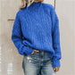 Blue-Womens-Turtle-Cowl-Neck-Solid-Color-Soft-Comfy-Cable-Knit-Pullover-Sweaters-K028