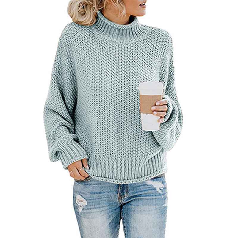 Blue-Womens-Turtleneck-Batwing-Sleeve-Loose-Oversized-Chunky-Knitted-Pullover-Sweater-Jumper-Tops-K064