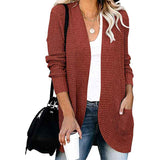 Brick-Red-FallWinterWomens-Open-Front-Long-Sleeve-Loose-Slouchy-Waffle-Chunky-Knit-Cardigan-Sweater-with-Pockets-K026