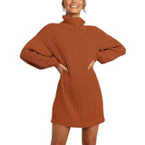Brick-Red-Women-Turtleneck-Long-Lantern-Sleeve-Casual-Loose-Oversized-Sweater-Dress-Soft-Winter-Pullover-Dresses-K016