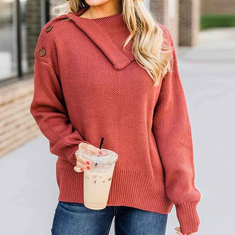 Brick-Red-Womens-Long-Sleeve-Button-Up-Drop-Shoulder-Sweaters-FallOversized-Slit-Side-Knit-Pullover-Sweater-K053