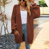 Brick-Red-Womens-Long-Sleeve-Cable-Knit-Sweater-Open-Front-Cardigan-Button-Loose-Outerwear-K407