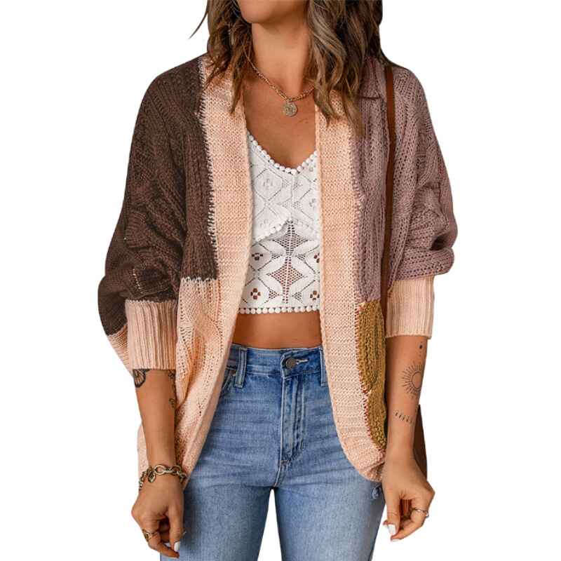 Brown-Cardigan-Sweater-for-Women-Casual-Long-Sleeve-Color-Block-Cable-Chunky-Knit-Open-Front-Cardigan-Outwear-K105