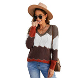 Brown-Contrast-Womens-Sweaters-Long-Sleeve-V-Neck-Striped-Color-Block-Pullover-Casual-Loose-Knitted-Tops-K133
