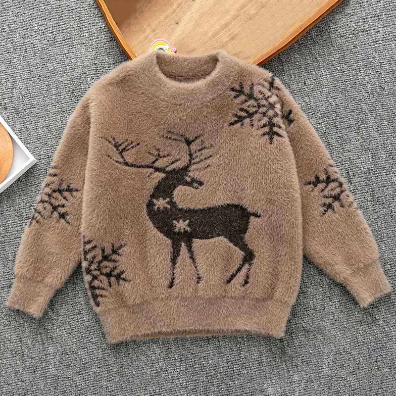 Brown-Little-Boys-Girls-Santa-Christmas-Sweater-Knitted-Pullover-Kids-Ugly-Xmas-Sweater-V021