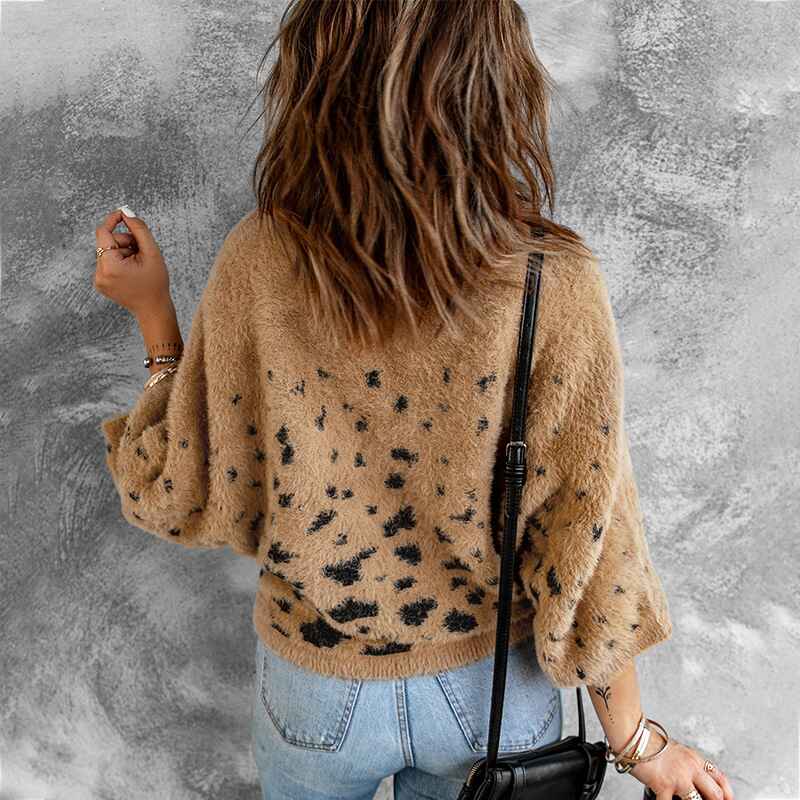 Brown-Womens-Casual-Leopard-Print-Long-Sleeve-Crew-Neck-Knitted-Oversized-Pullover-Sweaters-Tops-K136-Back