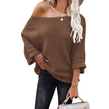 Brown-Womens-Casual-Long-Sleeve-Sweaters-Crew-Neck-Solid-Color-Soft-Ribbed-Knitted-Oversized-Pullover-Loose-Fit-Jumper-K025