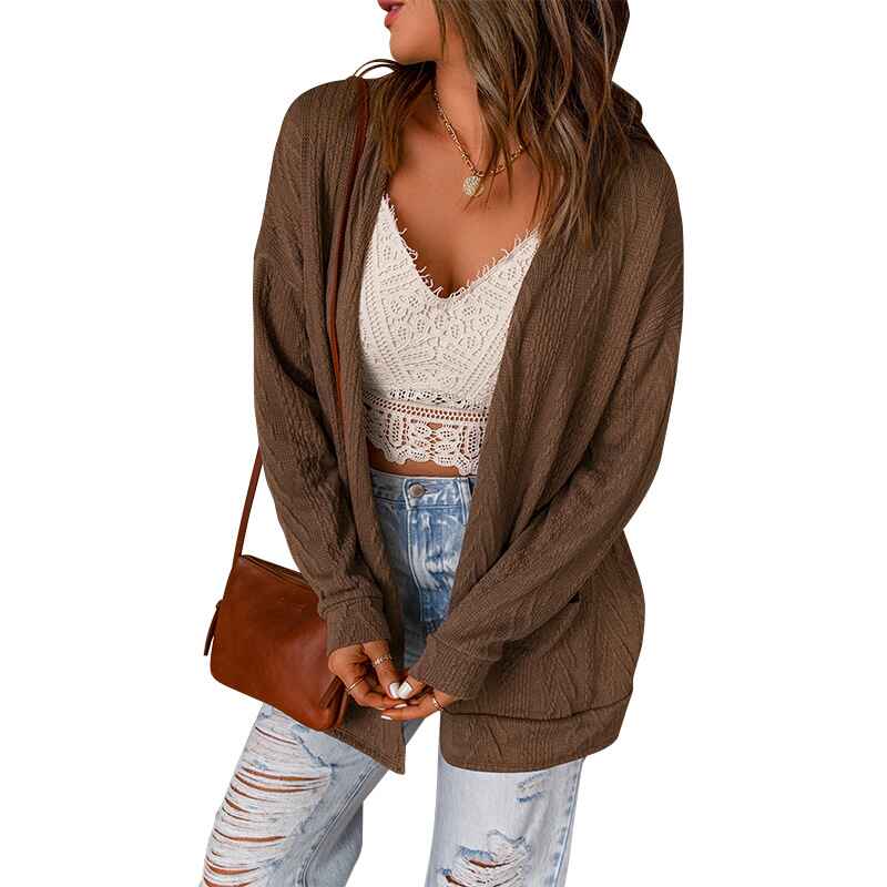 Brown-Womens-Open-Front-Casual-Knit-Cardigan-Classic-Long-Sleeve-Sweater-Coat-K101