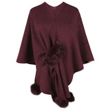    Burgundy-Flannel-Faux-Poncho-for-Women-Lightweight-Knitted-Blanket-Warm-TV-Shawl-Winter-Coat-Sweater-Cape-K423