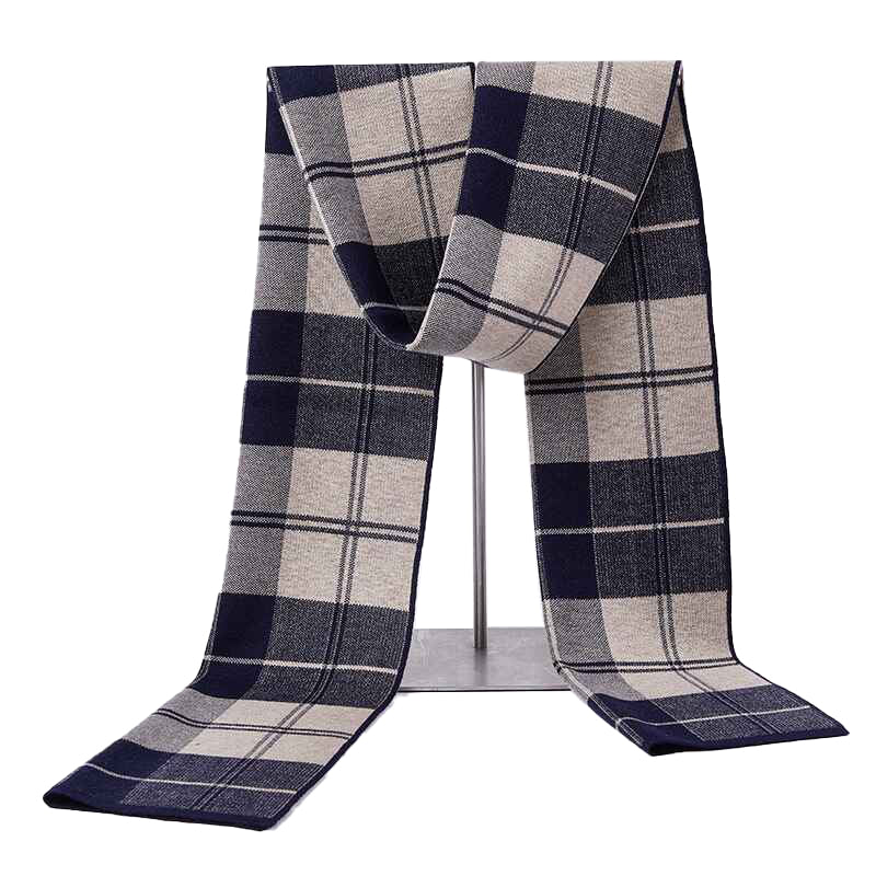 Camel-Mens-Cashmere-Feel-Winter-Plaid-Scarf-Buffalo-Check-Scarves-D001
