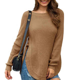    Camel-Womens-Fall-Long-Sleeve-Side-Split-Loose-Blouses-Casual-Pullover-Tunic-Tops-K294