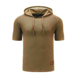Coffee-Mens-Hooded-Sweatshirt-Short-Sleeve-Solid-Knitted-Hoodie-Pullover-Sweater-G081-Front