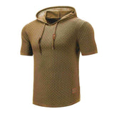 Coffee-Mens-Hooded-Sweatshirt-Short-Sleeve-Solid-Knitted-Hoodie-Pullover-Sweater-G081-Side