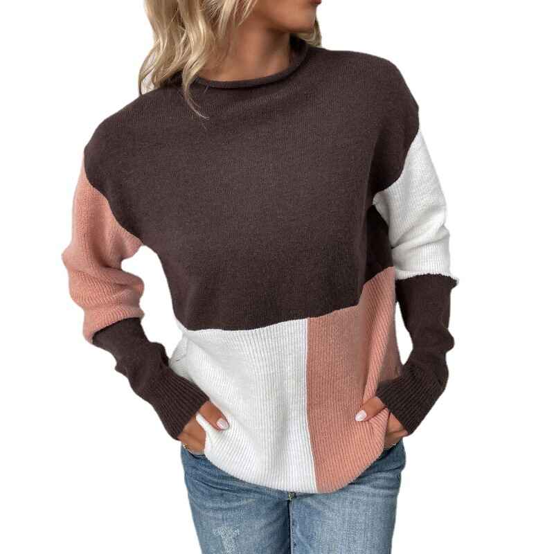 Coffee-Women-Sweater-Long-Sleeve-Color-Block-Knit-Pullover-Sweaters-Crew-Neck-Patchwork-Casual-Loose-Jumper-Tops-K431