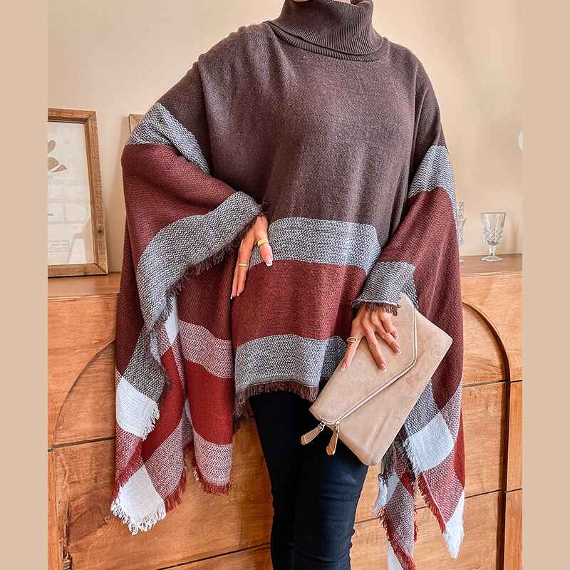 Coffee-Womens-Shawl-Wraps-Poncho-Sweater-Open-Front-Cape-Cardigan-for-Fall-Winter-Holiday-K307