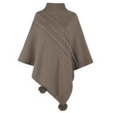 Coffee-Womens-Turtleneck-Poncho-Sweater-Cape-Knit-Pullover-Solid-Sweaters-K440