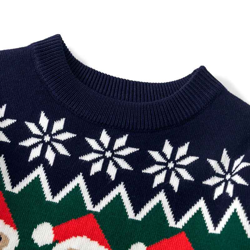Cute-Santa-Claus-Ugly-Christmas-Sweater-Ho-Ho-Holiday-Boys-Girls-Toddler-Sweater-V046-Neck