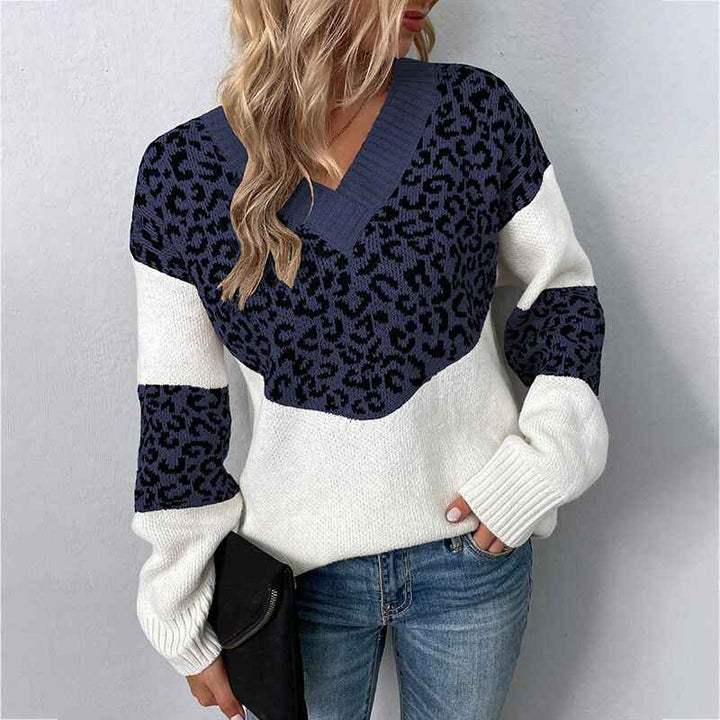 Dark-Blue-Womens-Casual-Long-Sleeve-Off-Shoulder-Knitted-Sweater-Leopard-Print-Color-Block-Loose-Pullover-Tops-K250