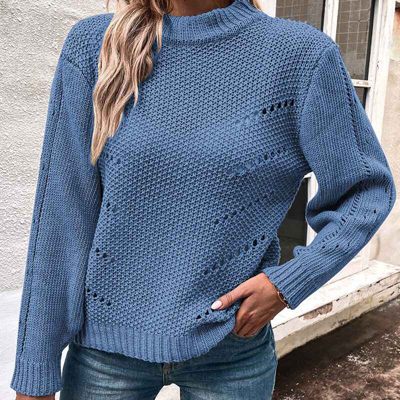 Dark-Blue-Womens-Fashion-Sweater-Long-Sleeve-Casual-Ribbed-Knit-Winter-Clothes-Pullover-Sweaters-Blouse-Top-K403