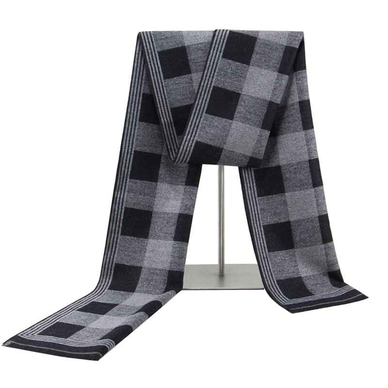 Dark-Gray-Fall-Winter-Scarf-Thick-Classic-Plaid-Scarf-Wrap-Luxurious-Warmth-Soft-Oversized-Cashmere-Feel-Scarves-D018