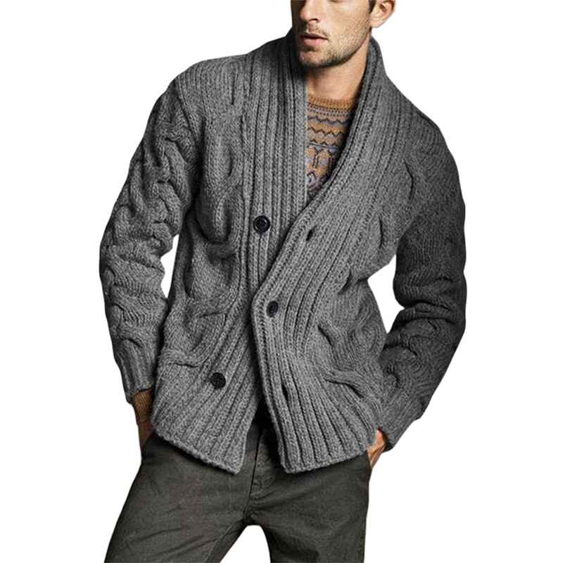 Dark-Gray-Mens-Cable-Knit-Cardigan-Sweater-Shawl-Collar-Loose-Fit-Long-Sleeve-Casual-G062
