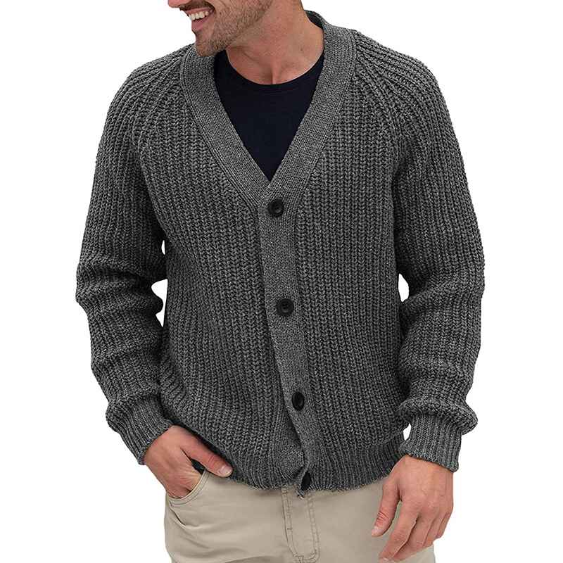 Dark-Gray-Mens-Cardigan-Sweaters-Casual-Cable-Knitted-Sweater-Button-Down-Cardigan-G045